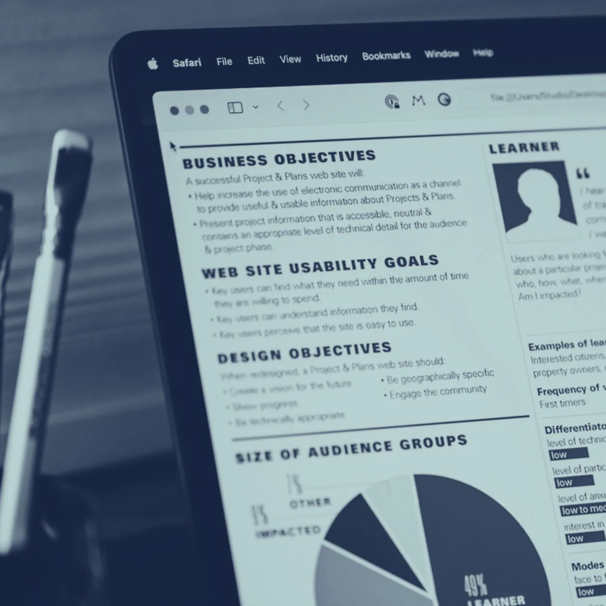 Persona documents on a computer screen