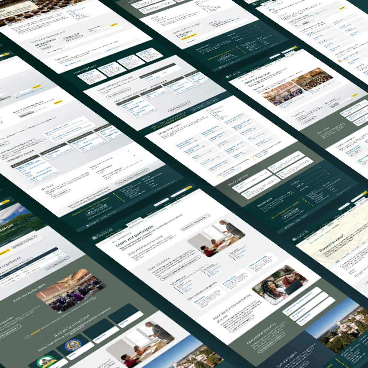 An image showing multiple screenshots of the Washington State Legislature website